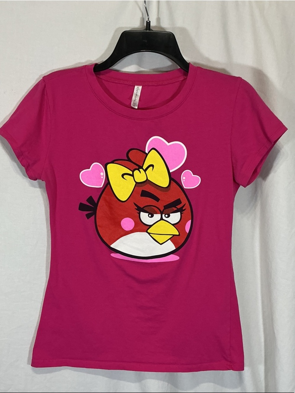 Reserved Women's Fuchsia Angry Bird Tee with Yellow Bow